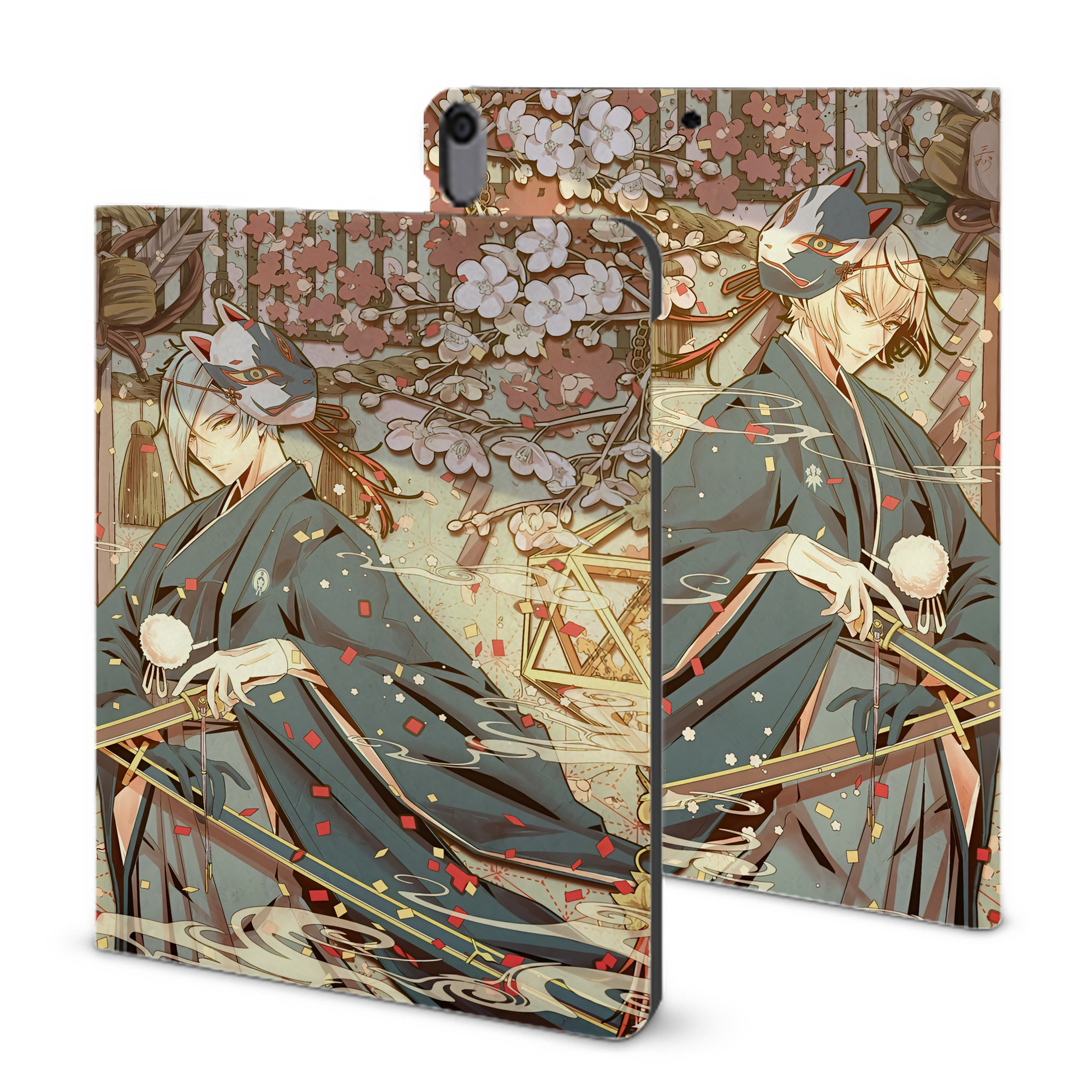 （画像用） 刀剣乱舞 Touken Ranbu IPad ケース ブック型 PUレザー TPU 耐衝撃 軽量 薄型 ペン収納なし 全面保護 IPad 各モデル対応